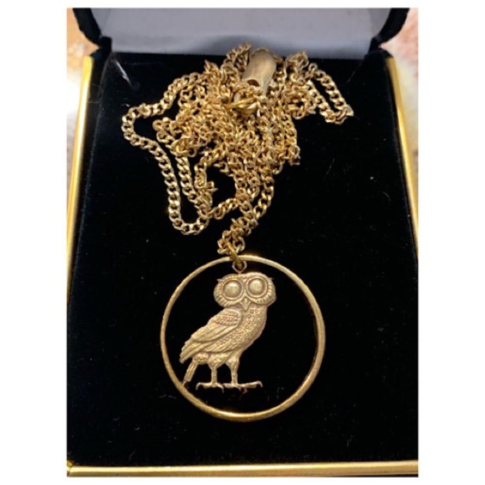 Hand Cut Owl Coin Necklace